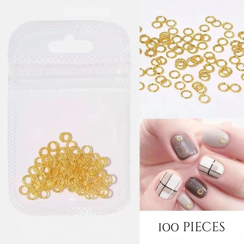 5mm Gold Circle Nail Charms – 100pcs Luxury Nail Art Studs