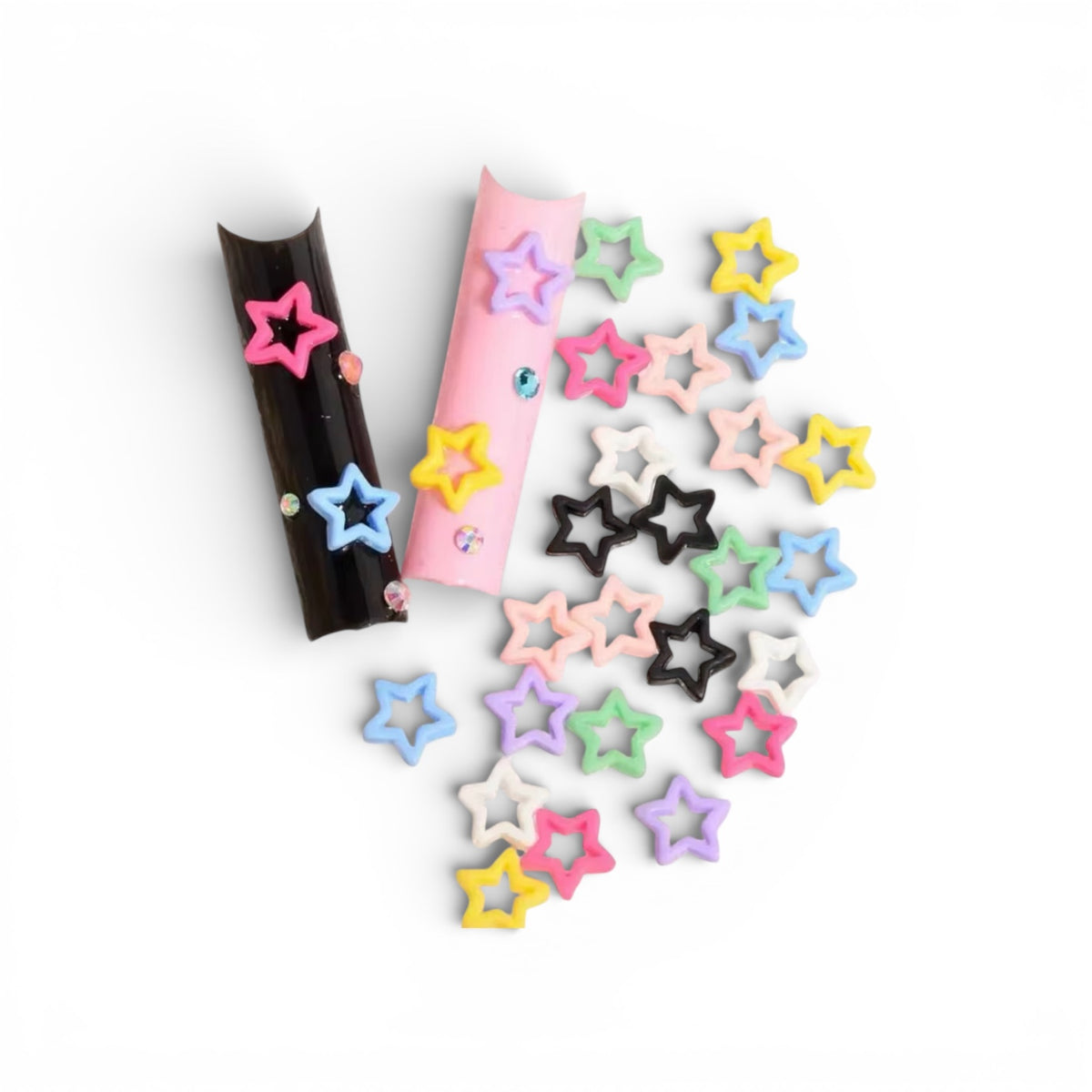Pastel Star Outline Nail Charms – Y2K Candy Mix