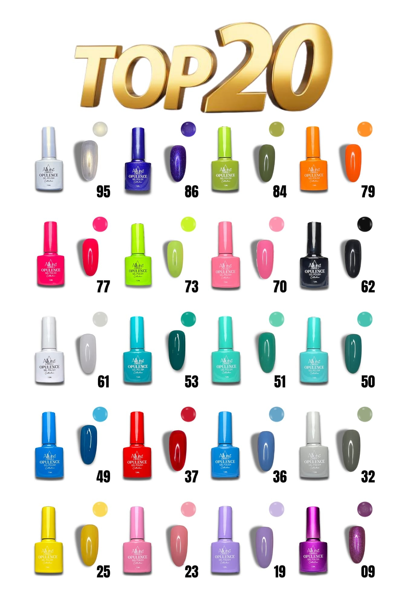 Opulence Gel Polish Collection 96 Premium - HEMA-Free Gel Polishes for Flawless, Long-Lasting Nails