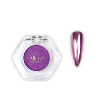 Allure Nails Purple Chrome in a hexagonal container with a matching nail color on a white background