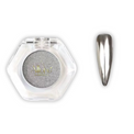 Allure Nails Silver Chrome in a hexagonal container with a matching nail color on a white background