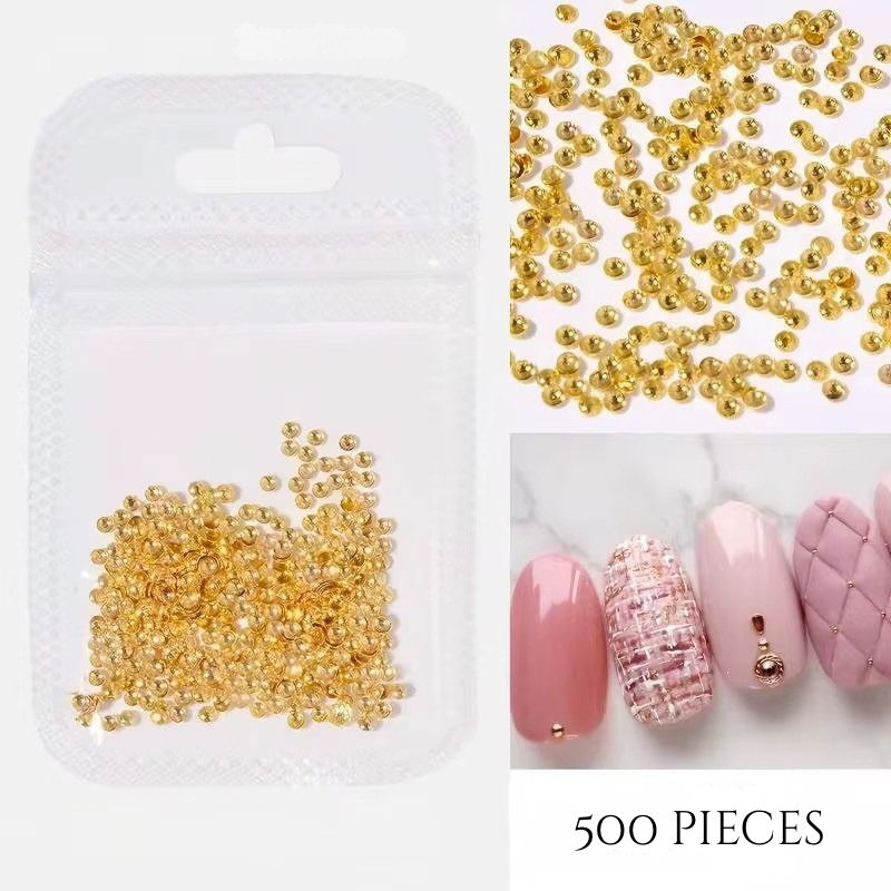 2mm Gold Micro Nail Studs – 500pcs Luxury Nail Art Beads