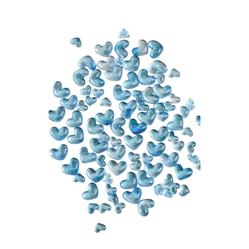 Crystal Heart Nail Charms – 3D Glitter Resin Nail Art (100pcs)