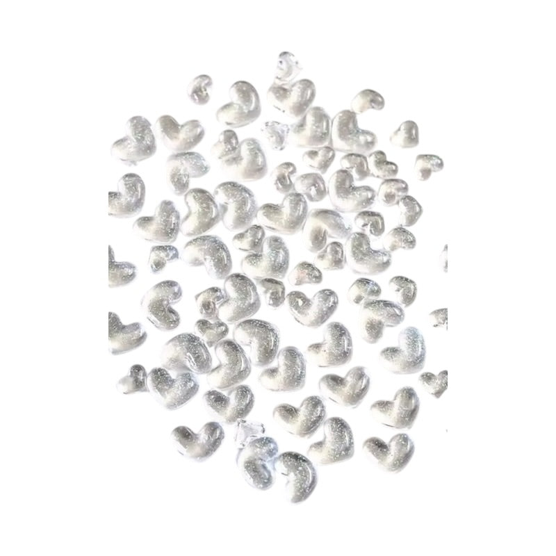 Crystal Heart Nail Charms – 3D Glitter Resin Nail Art (100pcs)