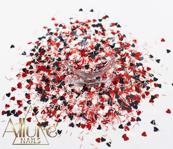 Black White Red Confettii 10ml - Allure Nails PR