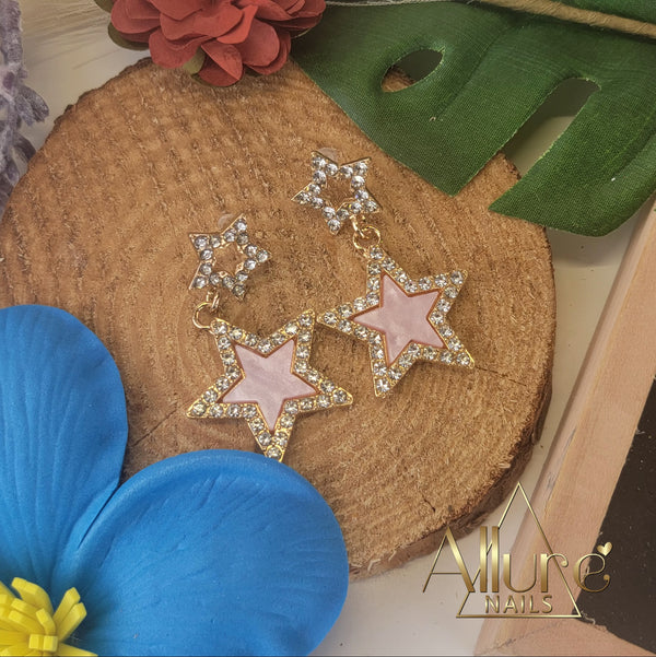 Colored Star Rhinestone Earrings - Allure Nails PR