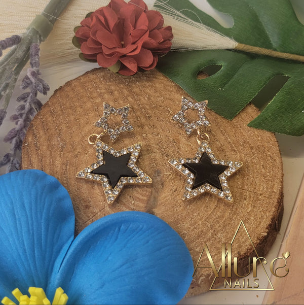 Colored Star Rhinestone Earrings - Allure Nails PR