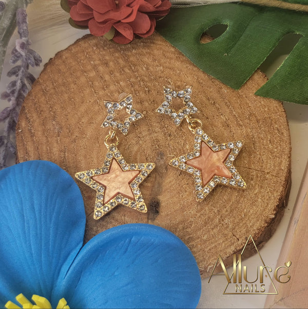 Colored Star Rhinestone Earrings - Allure Nails PR