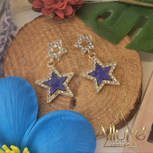 Colored Star Rhinestone Earrings - Allure Nails PR