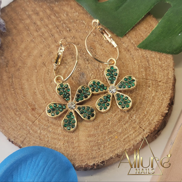 Colored Flower Rhinestone Earrings - Allure Nails PR