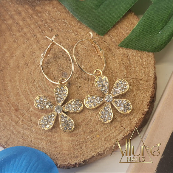 Colored Flower Rhinestone Earrings - Allure Nails PR