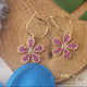 Colored Flower Rhinestone Earrings - Allure Nails PR