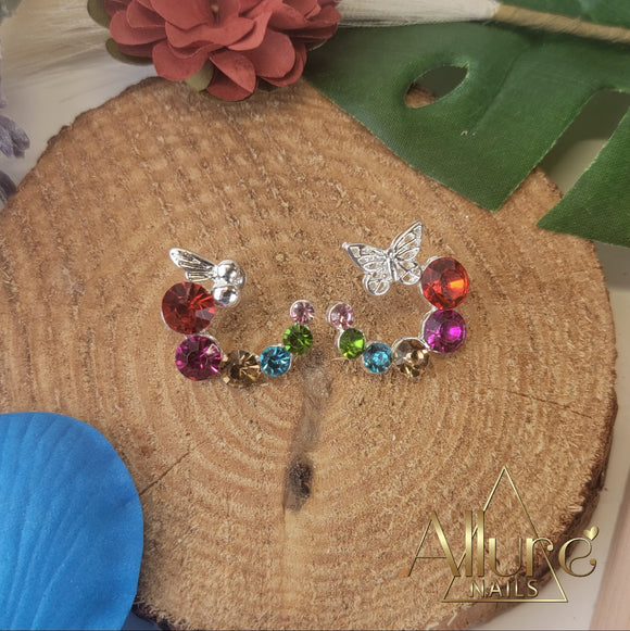 Butterfly Lunar Rhinestone Earrings - Allure Nails PR